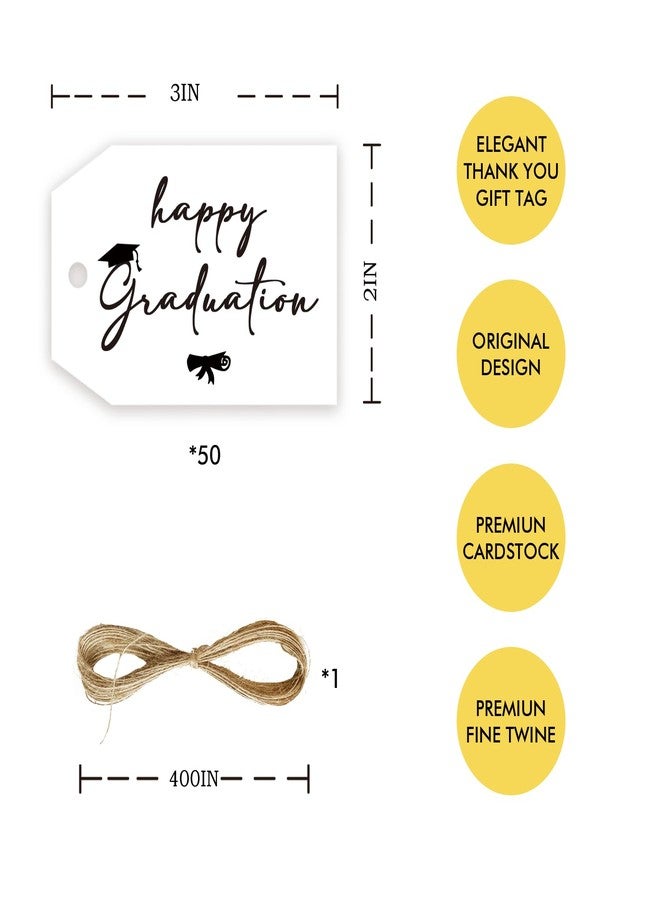 FORSHEEP 50pcs Happy Graduation Thank You Tags, Class of 2026 Gift Tag with String for Grad Party, Congrats Grad Thank You Paper Tags for Graduation Party Favors - Image 2